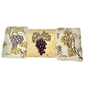 Set of 3 Cheri Blum 3D Grape Wall Kitchen Plaques Merlot Chardonnay